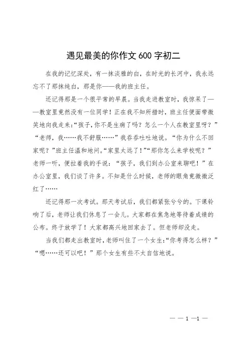 遇见最美的你作文600字初二
