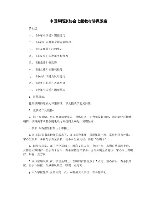 中国舞蹈家协会七级教材讲课教案