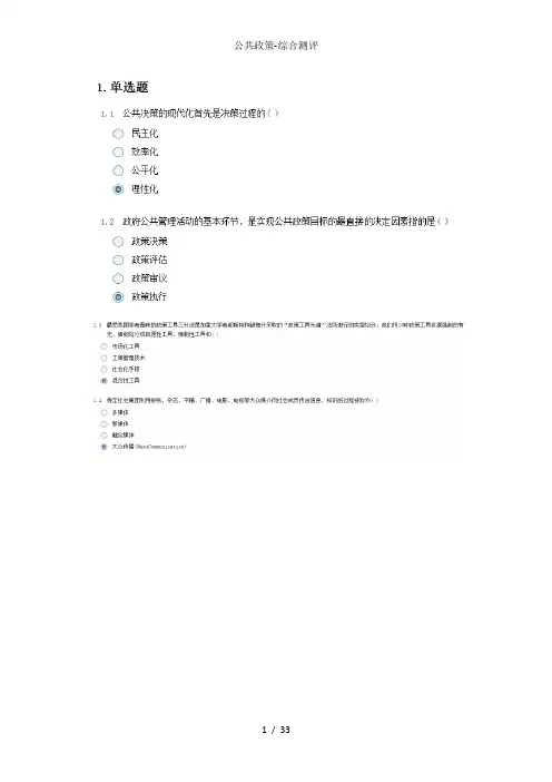 公共政策-综合测评