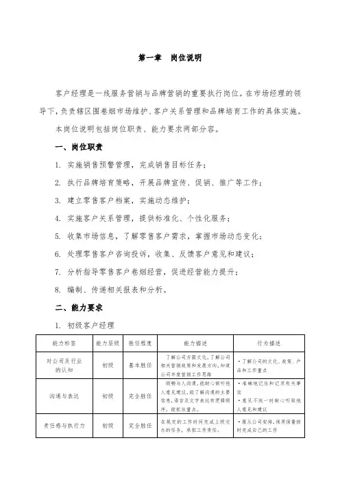 客户经理工作手册范本