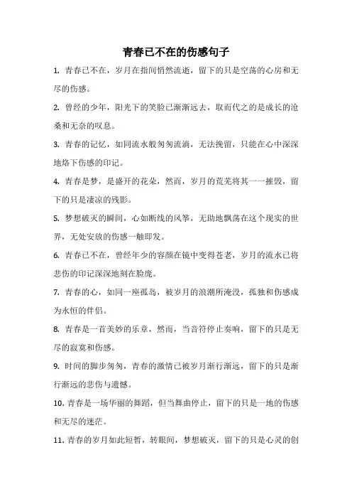 青春已不在的伤感句子