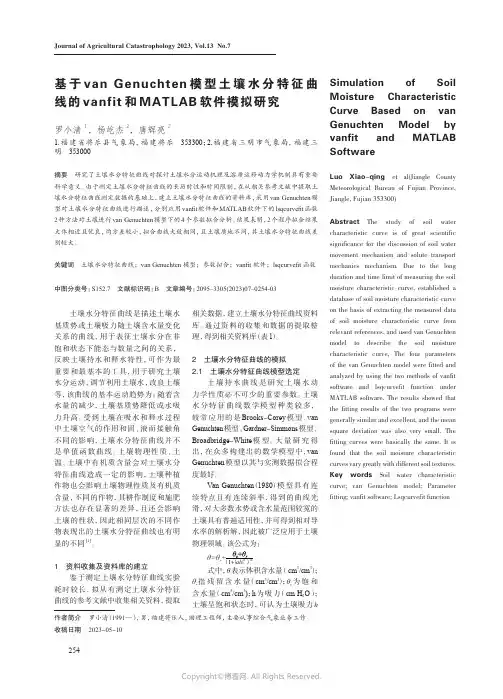 基于van_Genuchten模型土壤水分特征曲线的vanfit和MATLAB软件模拟研究