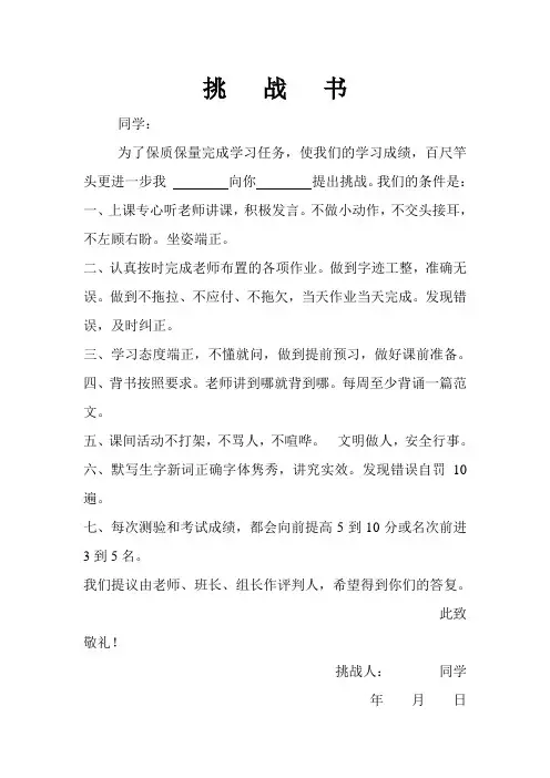 个人挑战书2