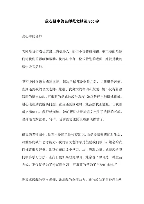 我心目中的良师范文精选800字