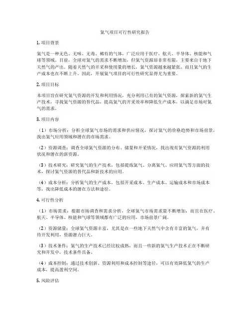 氦气项目可行性研究报告