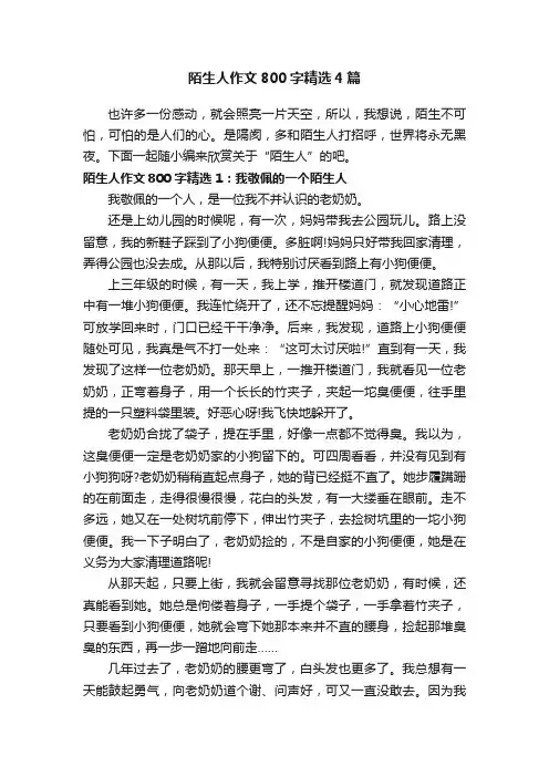 陌生人作文800字精选4篇