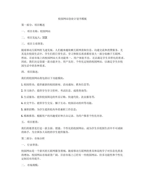 校园网站创业计划书模板