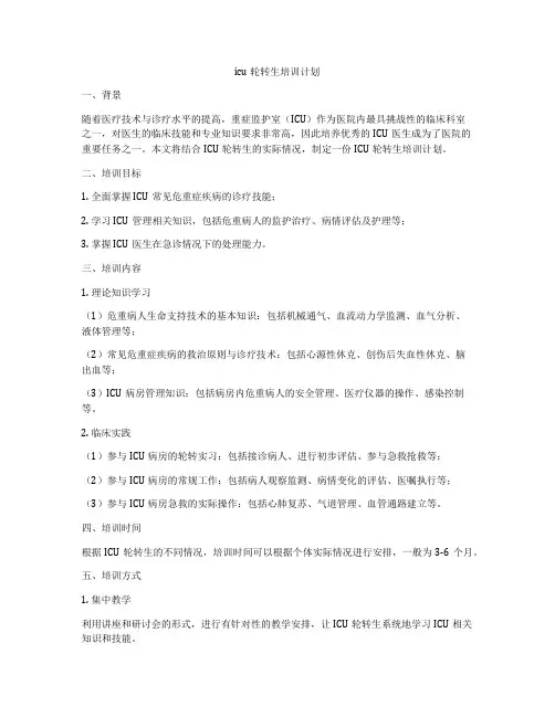icu轮转生培训计划