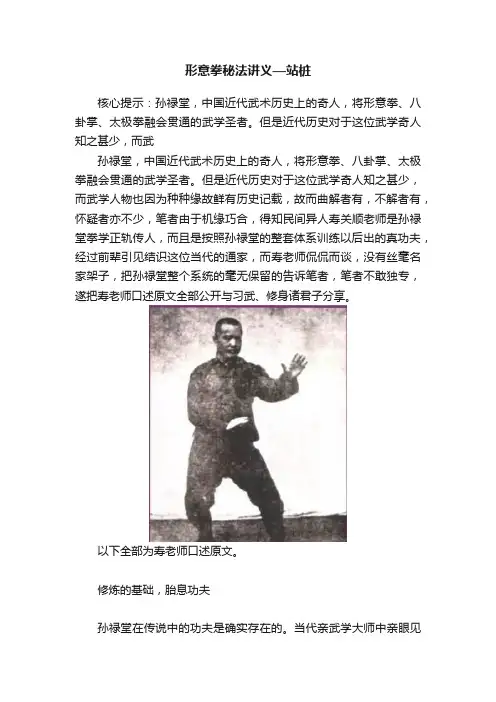 形意拳秘法讲义—站桩