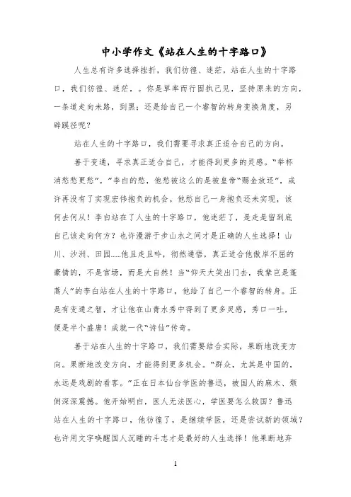 中小学作文《站在人生的十字路口》