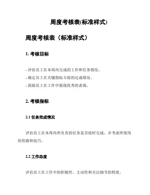 周度考核表(标准样式)