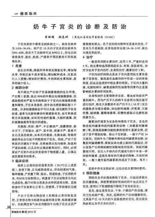 奶牛子宫炎的诊断及防治