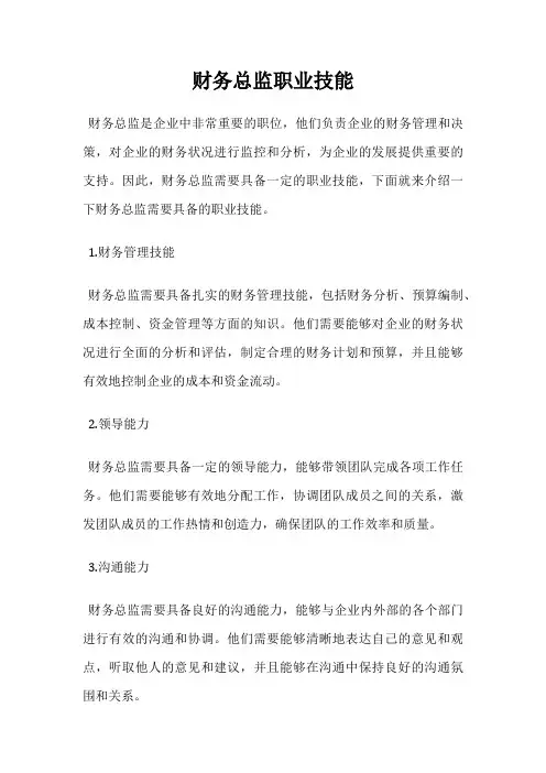 财务总监职业技能