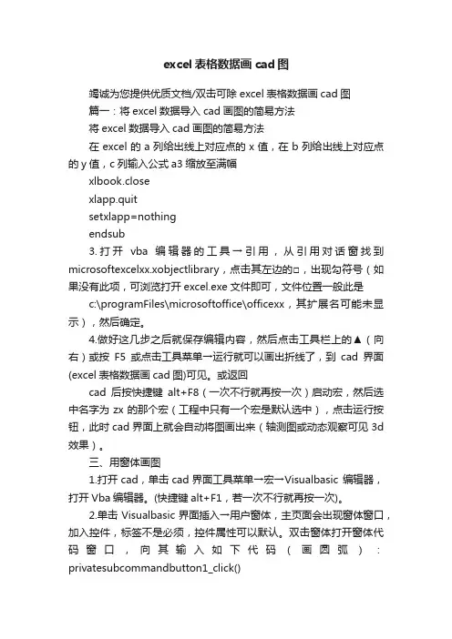 excel表格数据画cad图