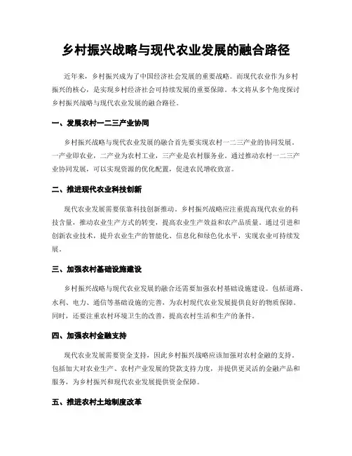 乡村振兴战略与现代农业发展的融合路径