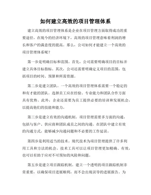 如何建立高效的项目管理体系