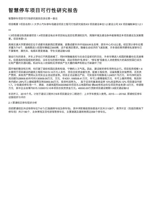 智慧停车项目可行性研究报告