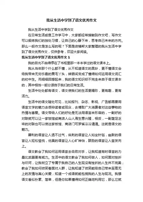 我从生活中学到了语文优秀作文