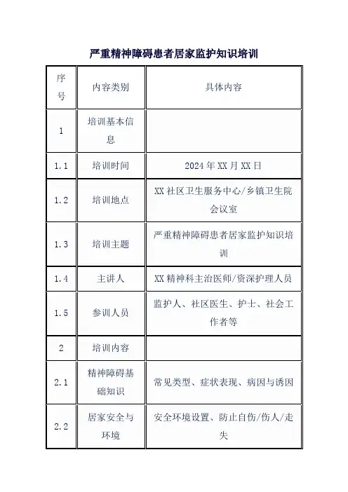 严重精神障碍患者居家监护知识培训