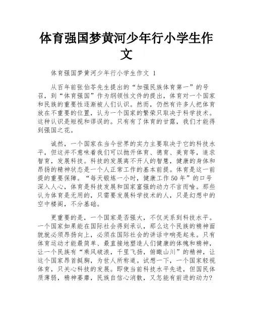 体育强国梦黄河少年行小学生作文