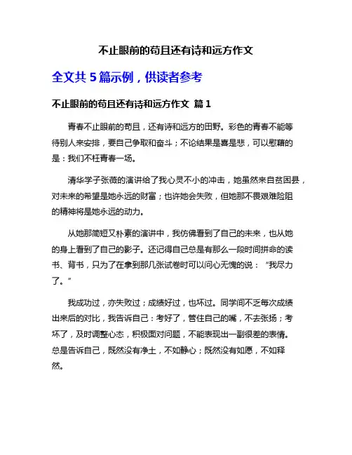 不止眼前的苟且还有诗和远方作文