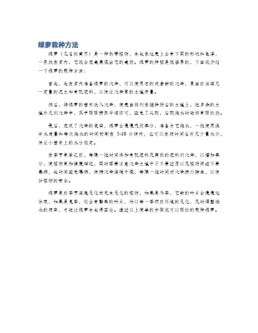 绿萝栽种方法