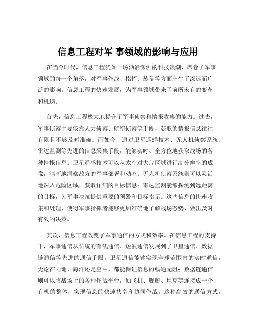 信息工程对军 事领域的影响与应用