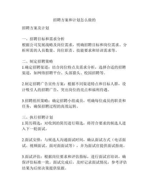 招聘方案和计划怎么做的