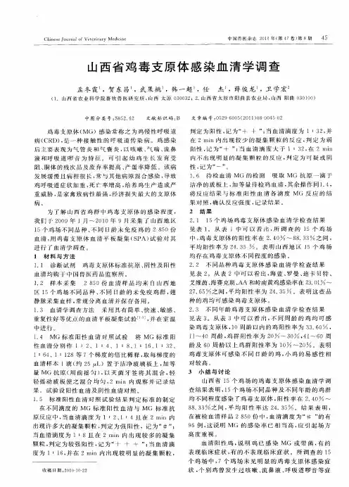 山西省鸡毒支原体感染血清学调查