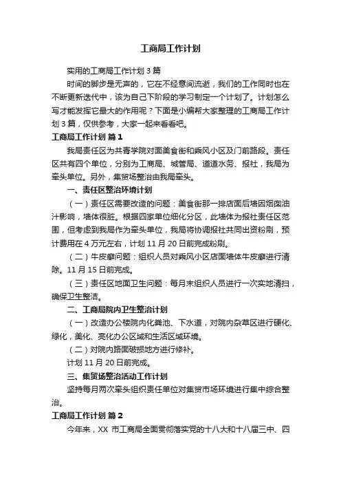 实用的工商局工作计划3篇