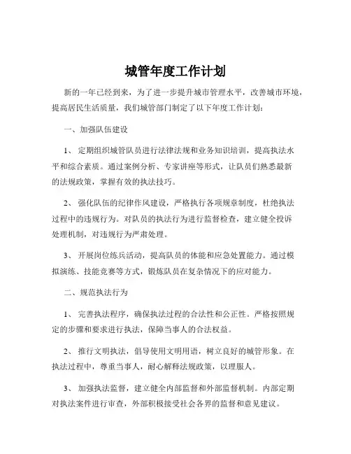 城管年度工作计划