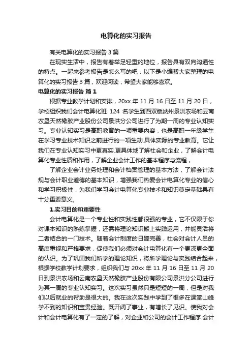 电算化的实习报告