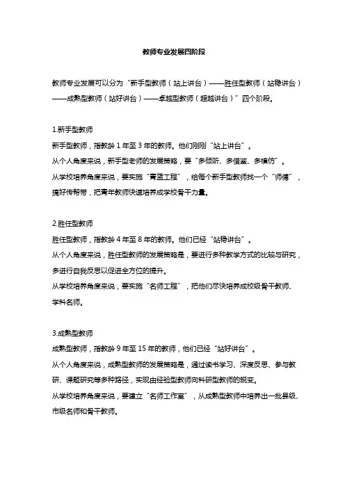 教师专业发展四阶段