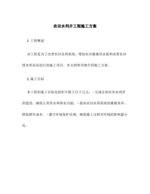 农田水利井工程施工方案