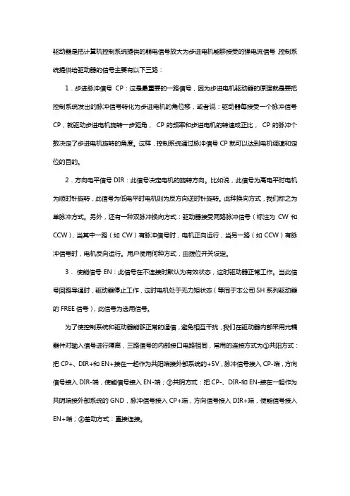 步进电机驱动器控制信号接口说明【详】