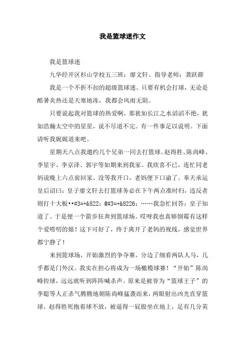 我是篮球迷作文