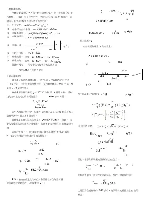 清华大学固体物理期末小结