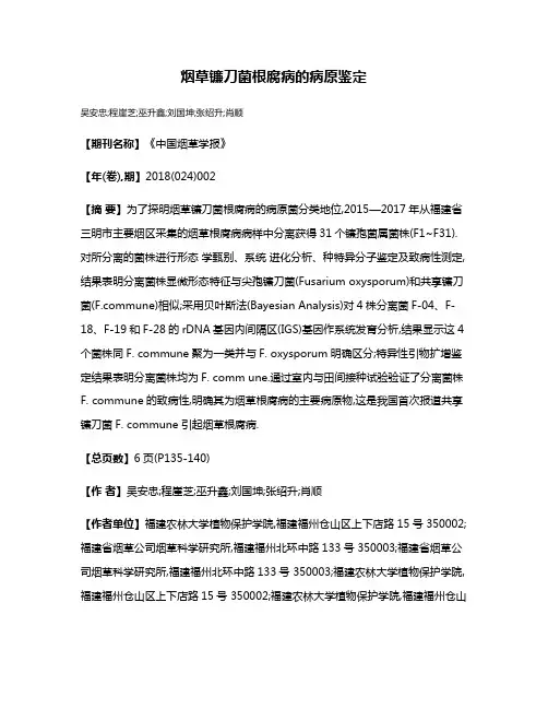 烟草镰刀菌根腐病的病原鉴定