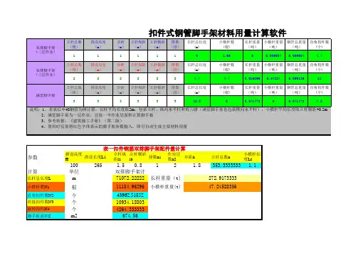 扣件式钢管脚手架材料用量计算软件(Excel版)(1)
