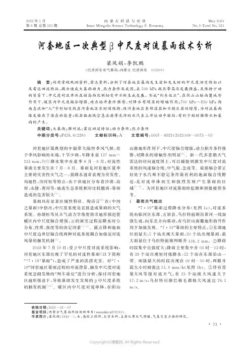 河套地区一次典型β中尺度对流暴雨技术分