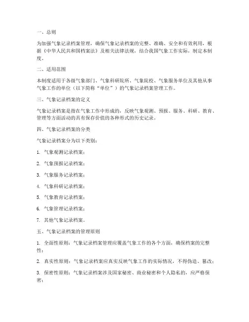 气象记录档案管理制度