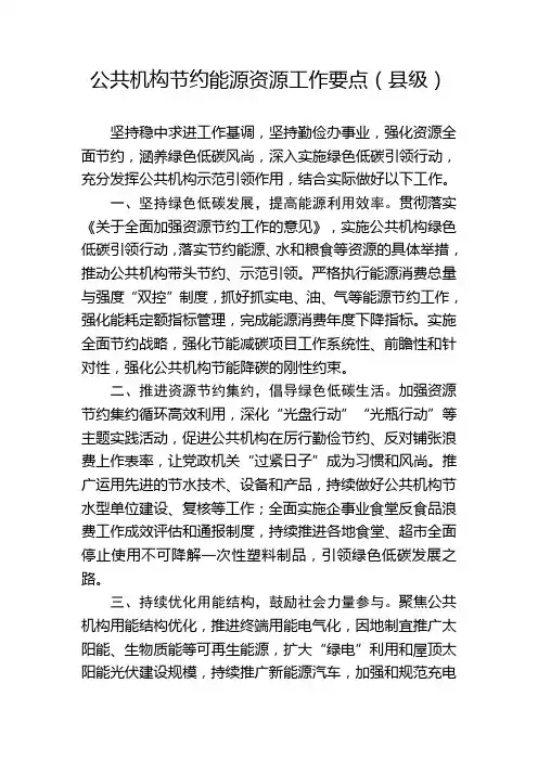 公共机构节约能源资源工作要点(县级)