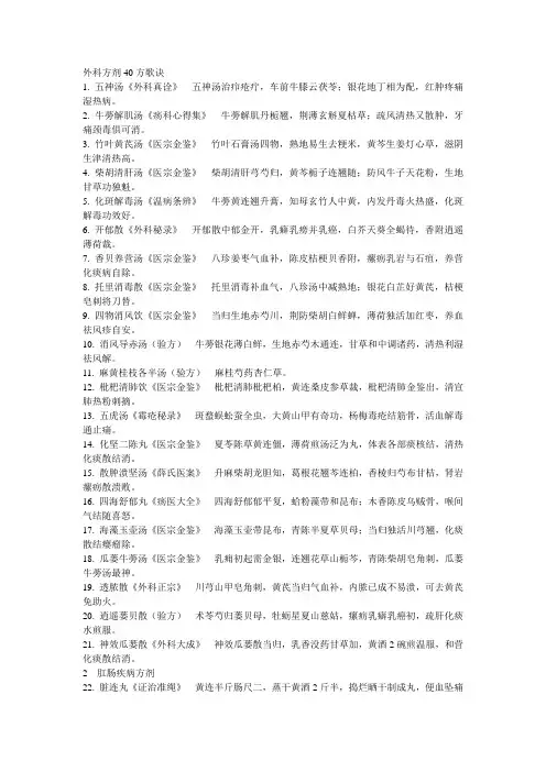 外科方剂51方歌诀