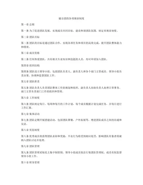 健全团的各项规章制度