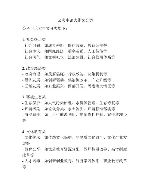 公考申论大作文分类