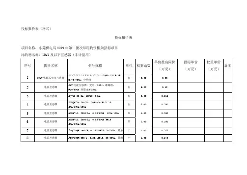 投标报价表(格式)
