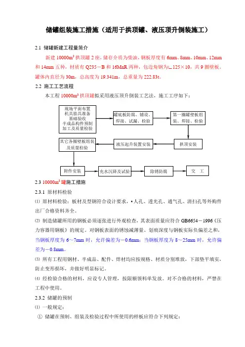 储罐组装施工措施方案(拱顶液压顶升)-通用模版