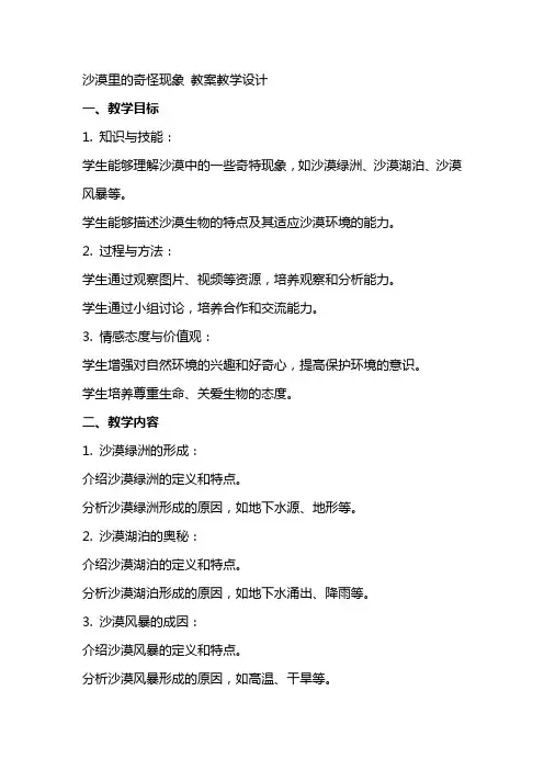 沙漠里的奇怪现象 教案教学设计