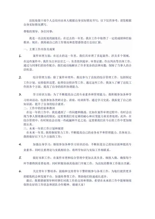 法院处级干部个人总结