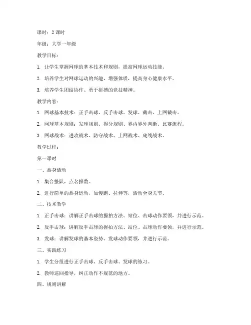 大学网球专选课教案